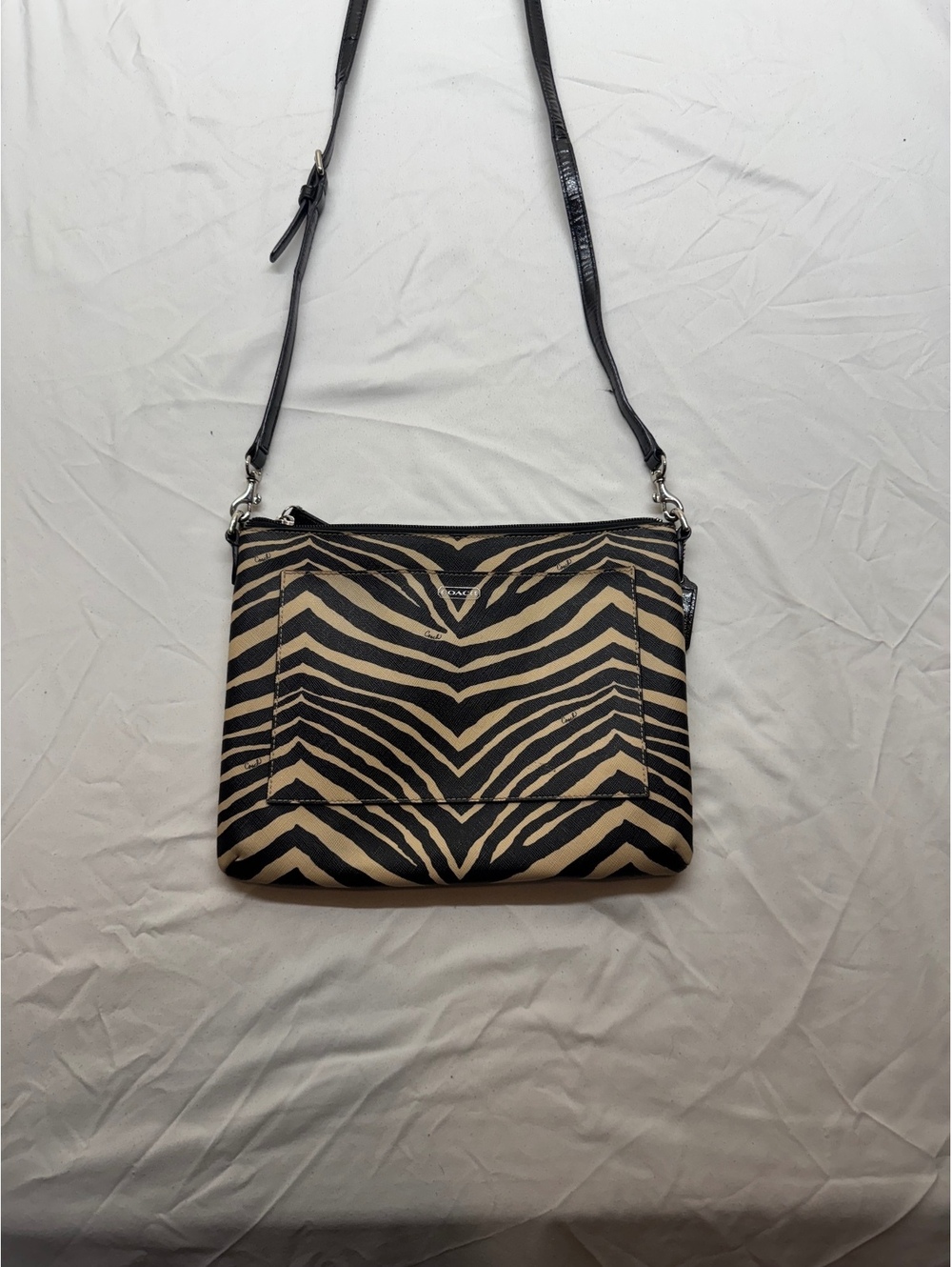 Coach Madison Zebra Print Saffiano Leather Crossbody Bag